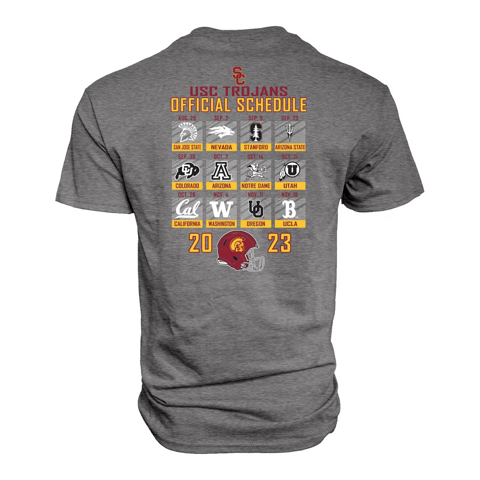 USC Trojans Gray 2023 Football Schedule T-Shirt