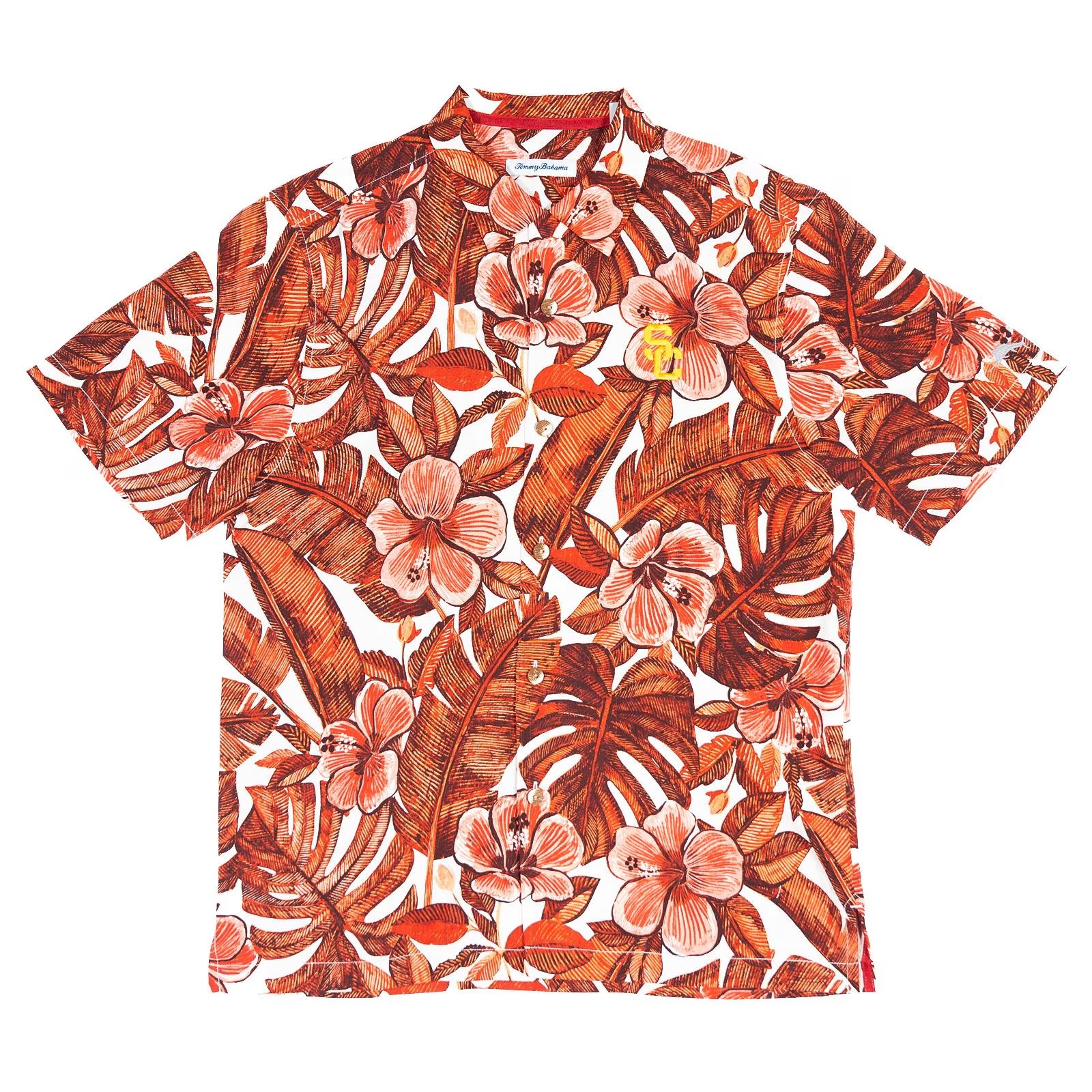USC Trojans Men's Cardinal SC Interlock Floral Lush Camp Silk Shirt