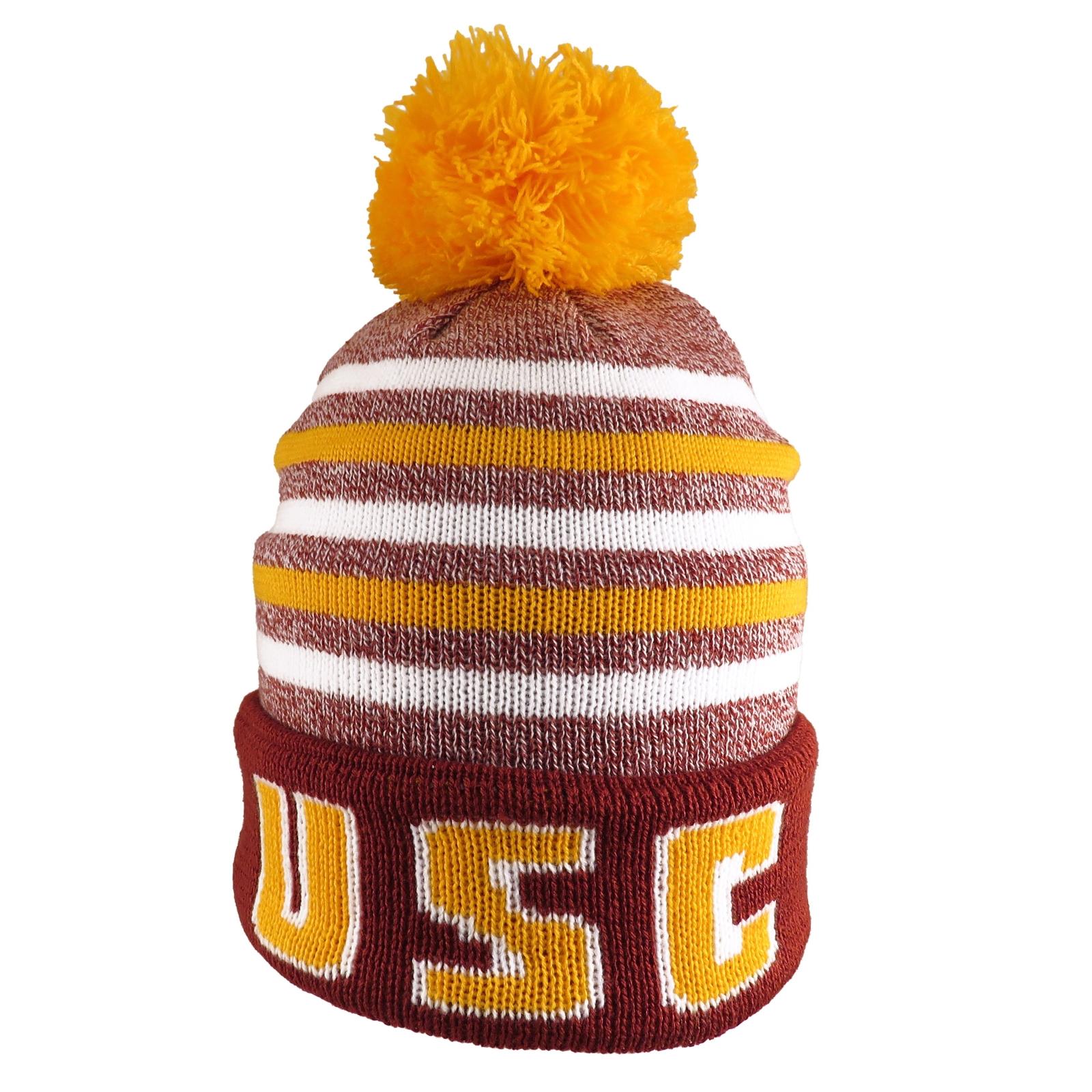 USC Trojans Cardinal and Gold Block Quarterback Custom Cuff Beanie