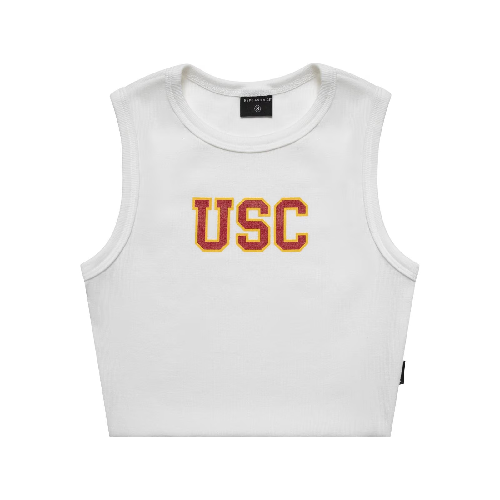 USC Trojans Women's Hype and Vice White Cutoff Tank