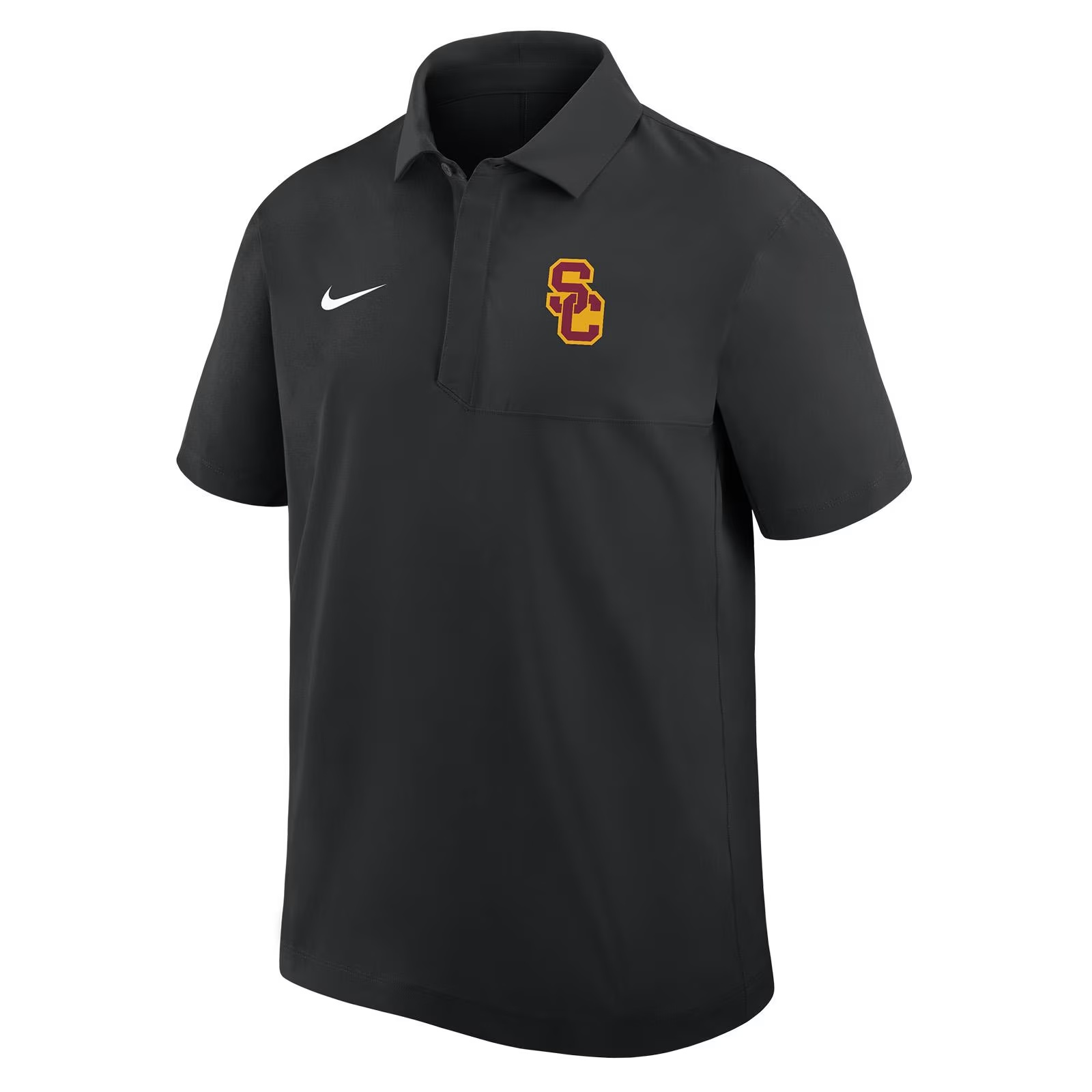 USC Trojans Men's Nike Black SC Interlock Dri-FIT Coaches Woven Polo