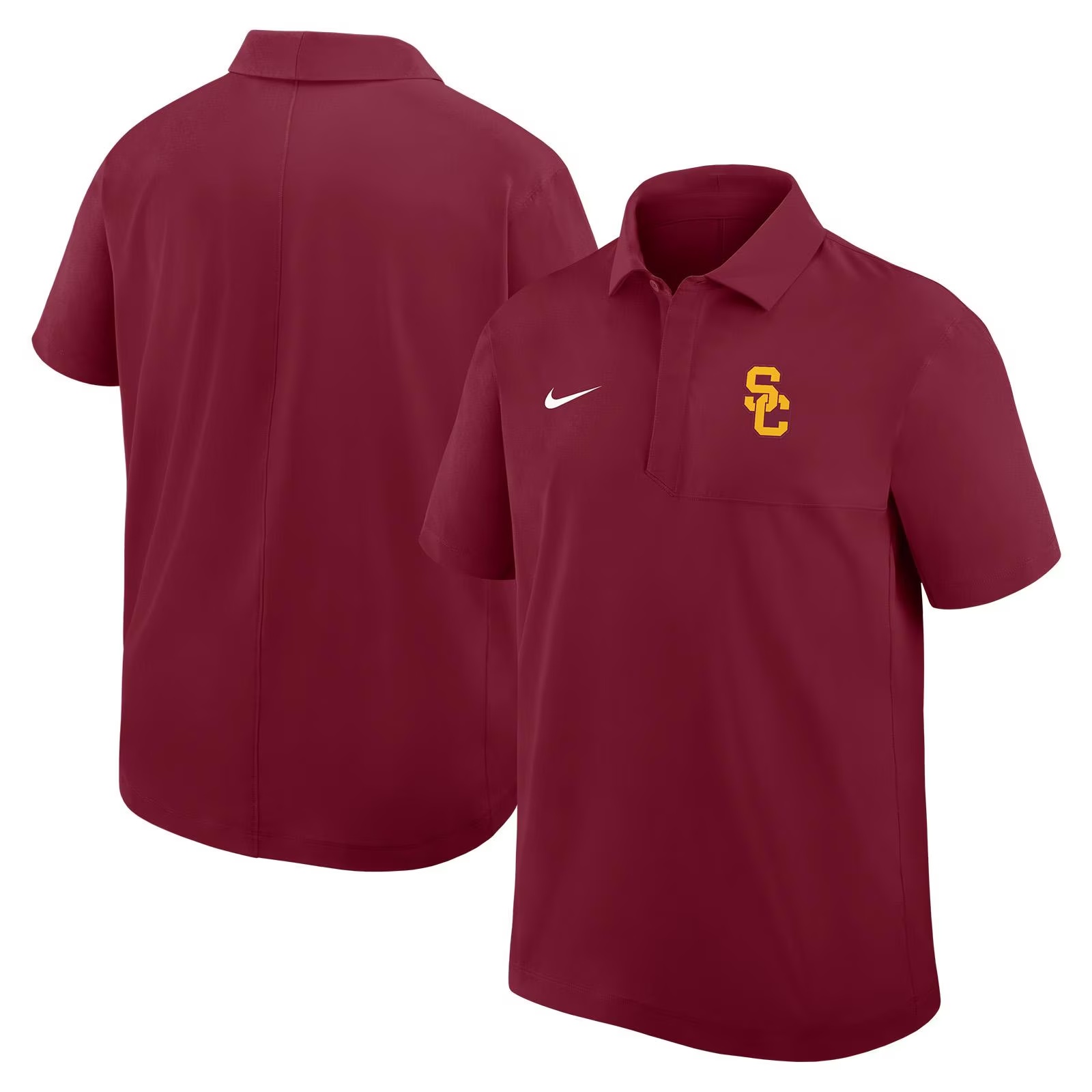 USC Trojans Men's Nike Cardinal SC Interlock Dri-FIT Coaches Woven Polo