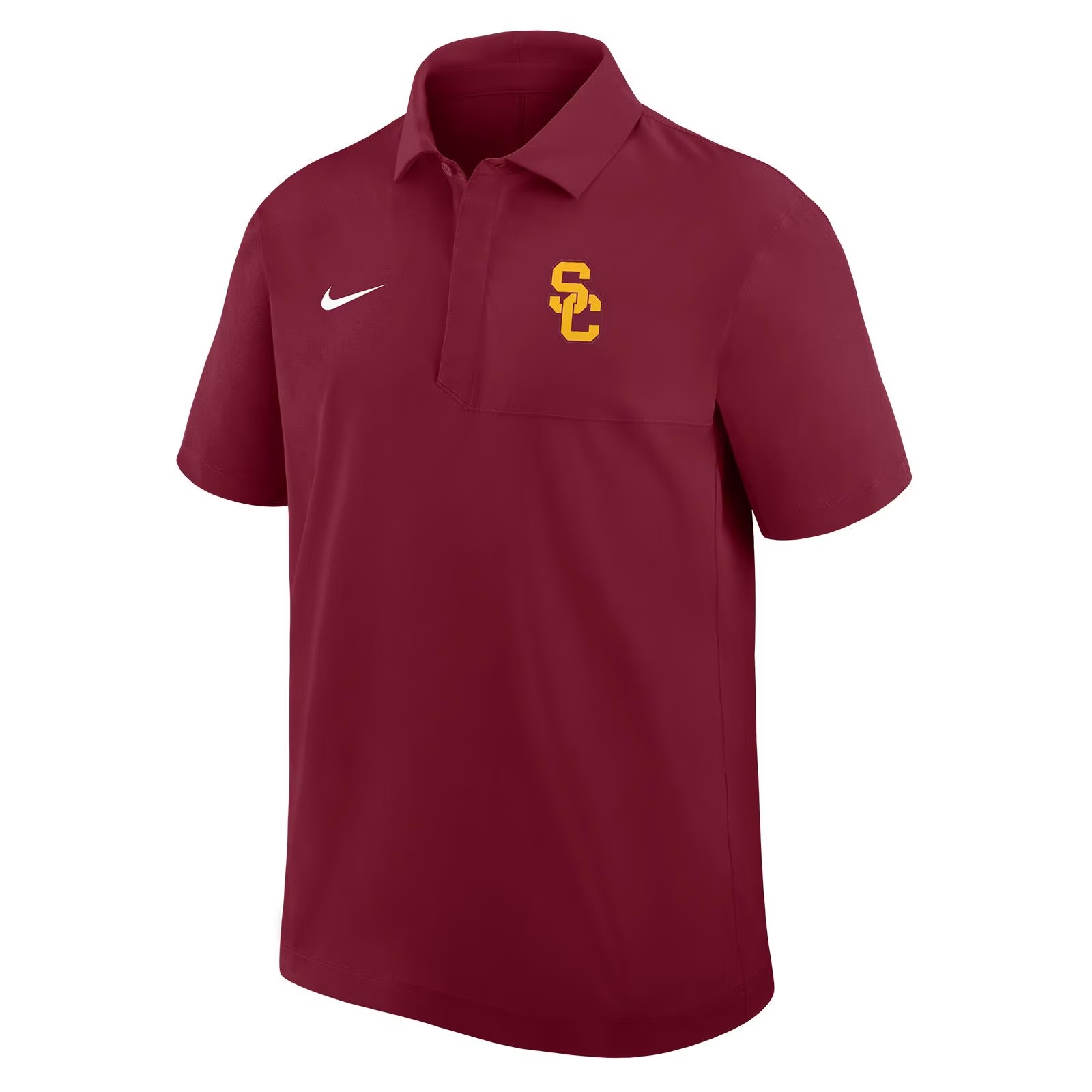 USC Trojans Men's Nike Cardinal SC Interlock Dri-FIT Coaches Woven Polo