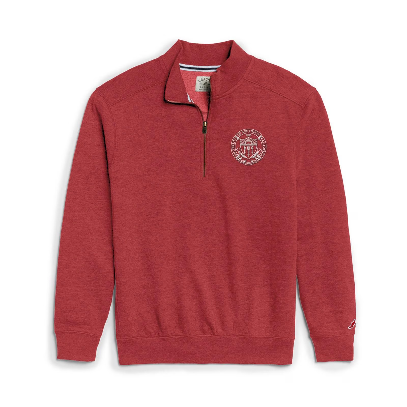 USC Trojans Men's League Cardinal Seal Heritage 1/4 Zip Top