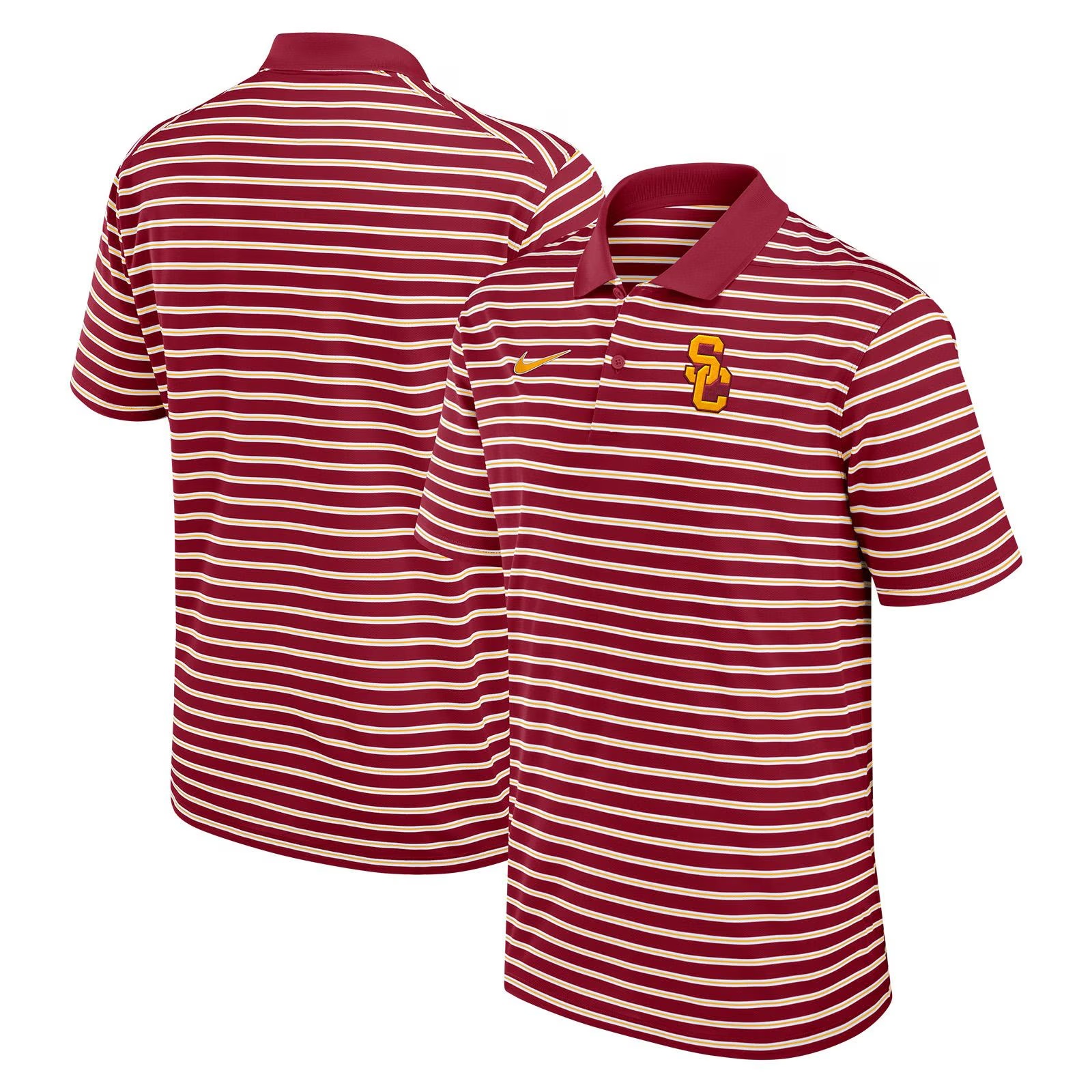 USC Trojans Men's Nike Cardinal SC Interlock Dri-FIT Striped Polo