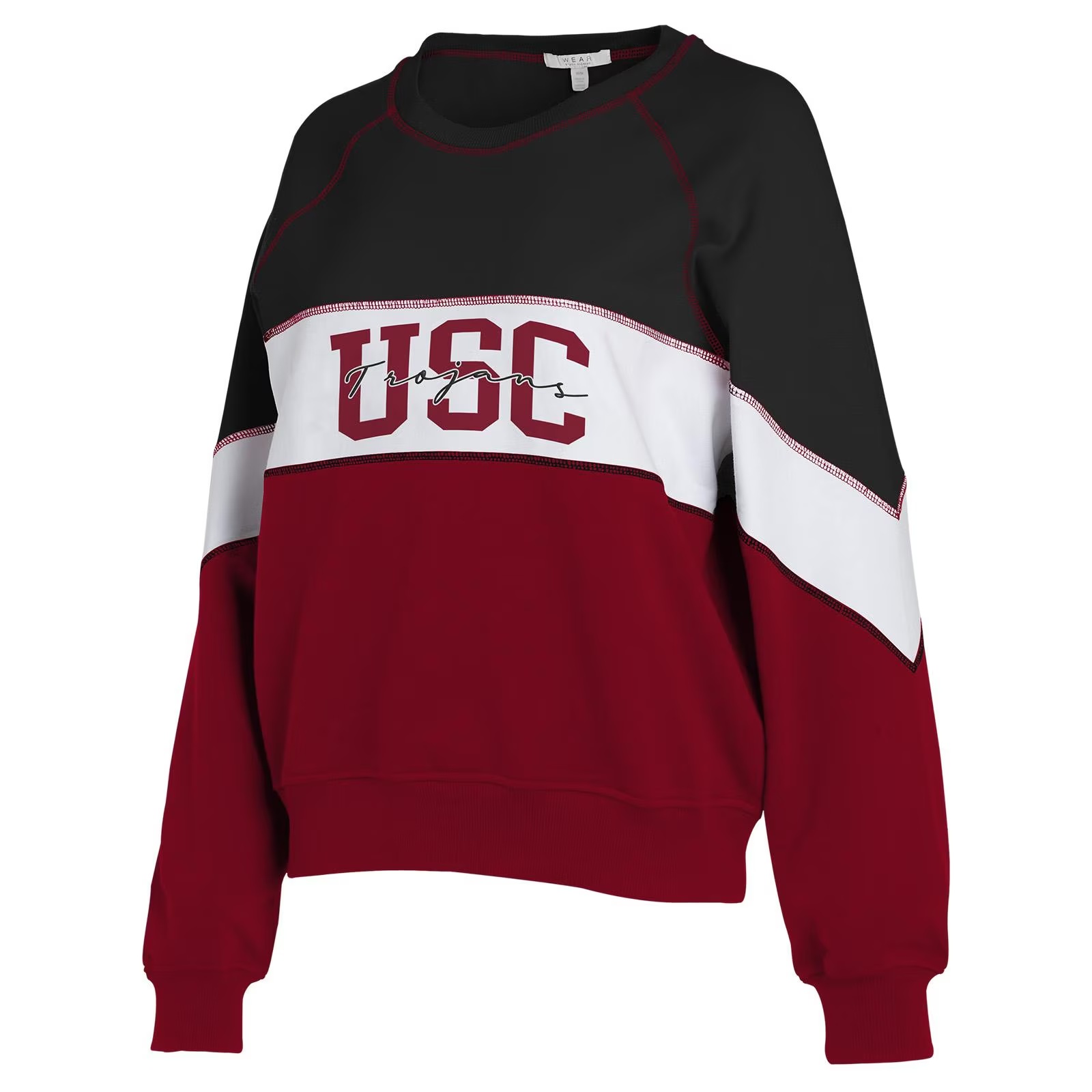 USC Trojans Women's Cardinal Colorblock Crew Neck Sweatshirt 2 USC Trojans Women's Cardinal Colorblock Crew Neck Sweatshirt