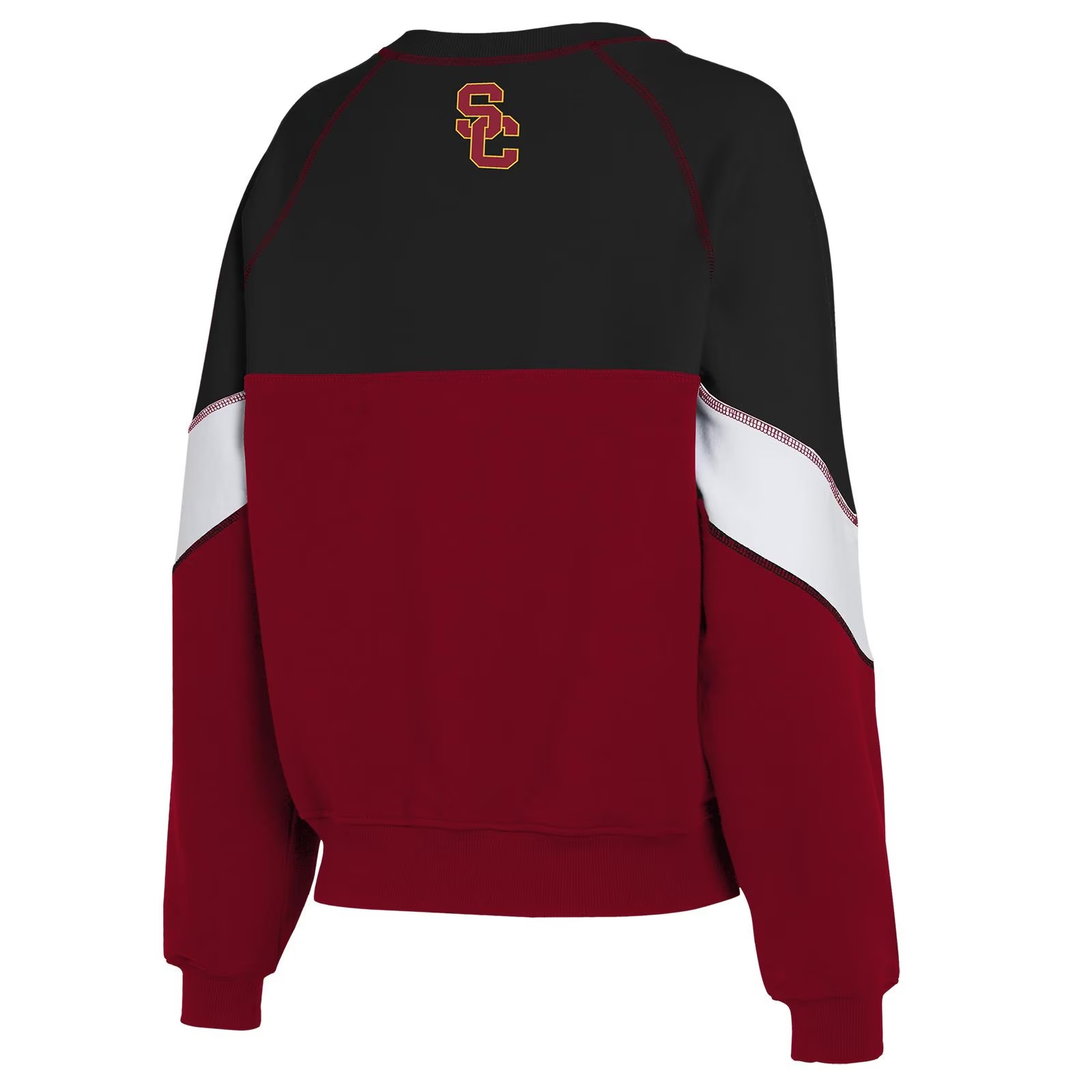 USC Trojans Women's Cardinal Colorblock Crew Neck Sweatshirt 3 USC Trojans Women's Cardinal Colorblock Crew Neck Sweatshirt
