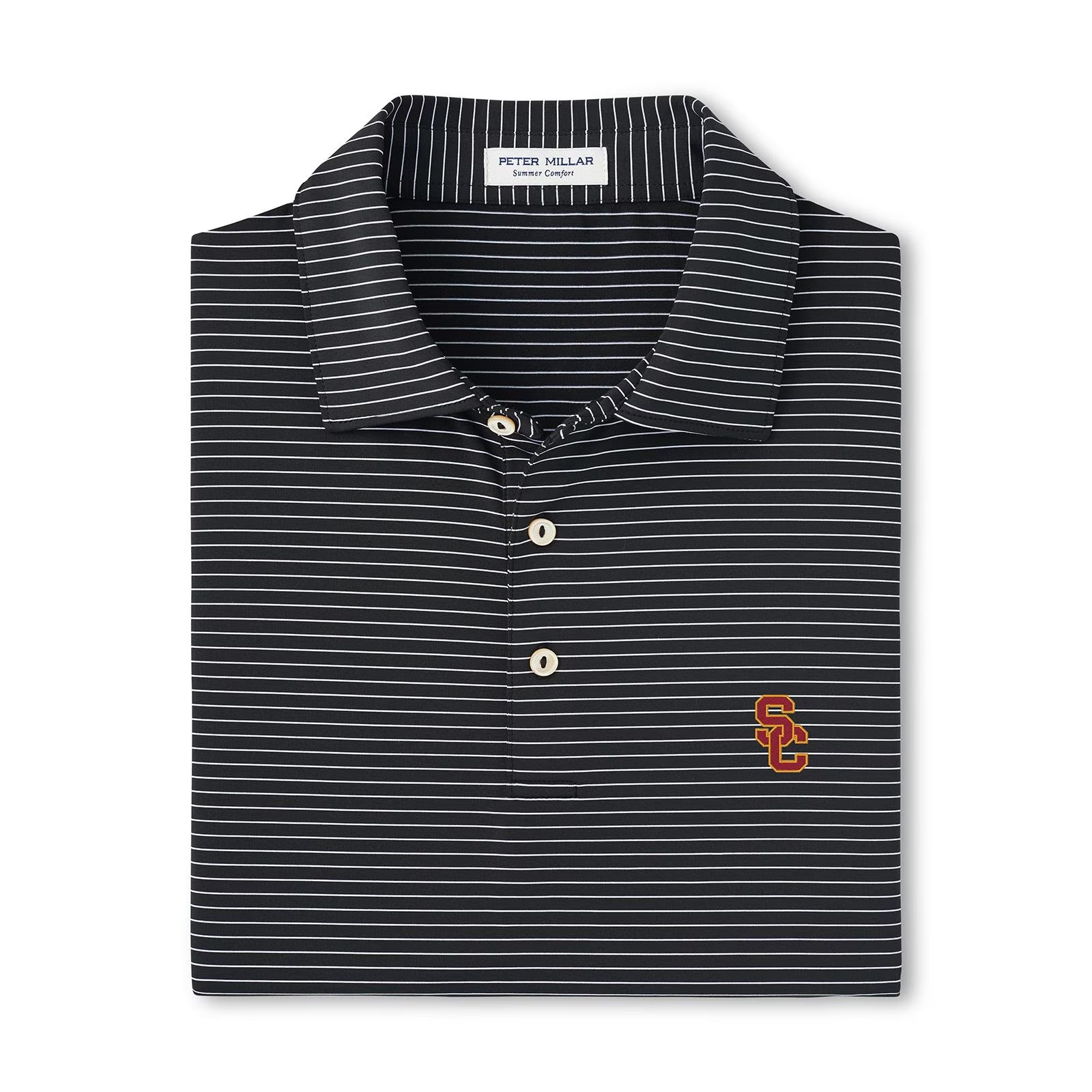 USC Trojans Men's Peter Millar Black Hemlock Performance Jersey Polo