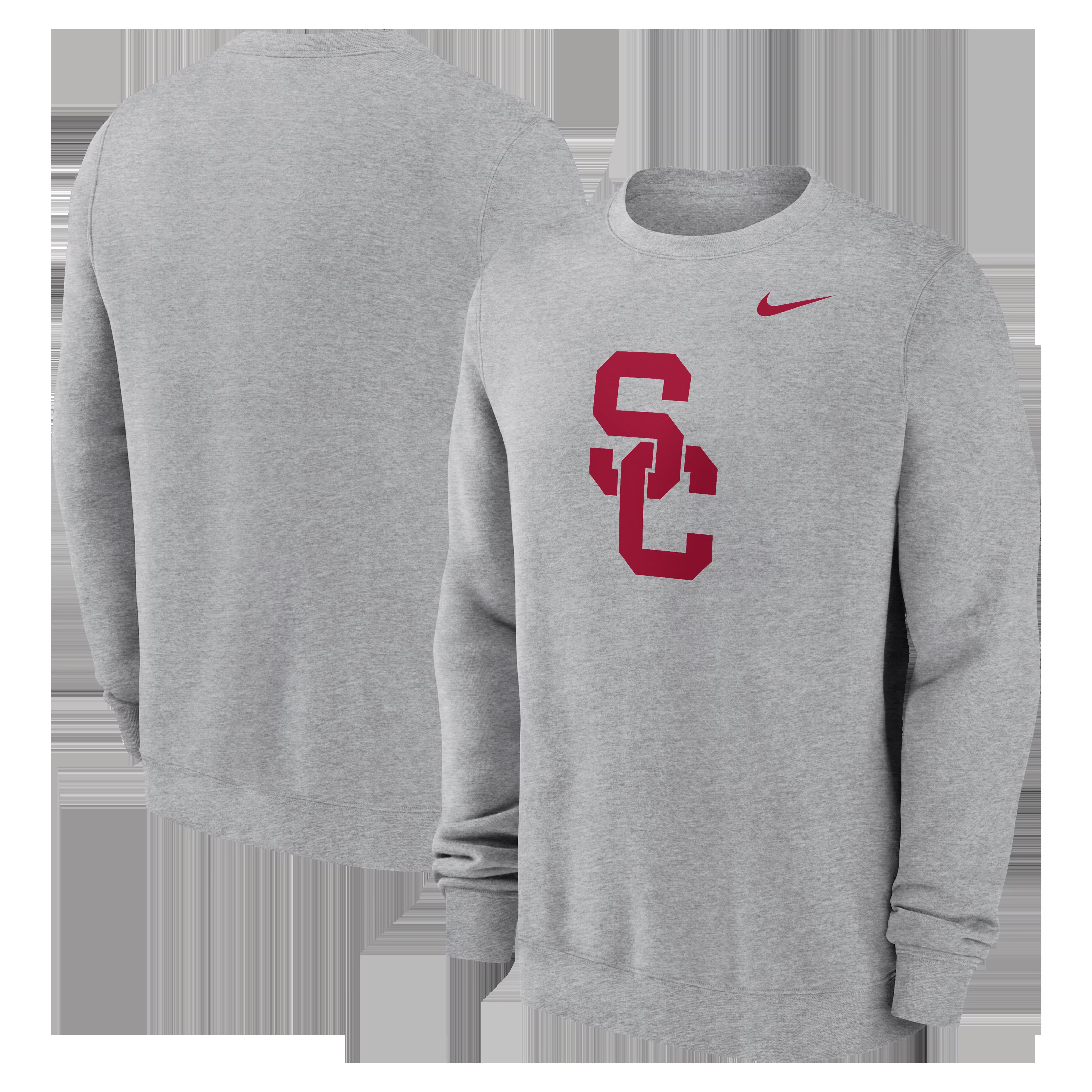 USC Trojans Men's Nike Gray SC Interlock Logo Fleece Sweatshirt
