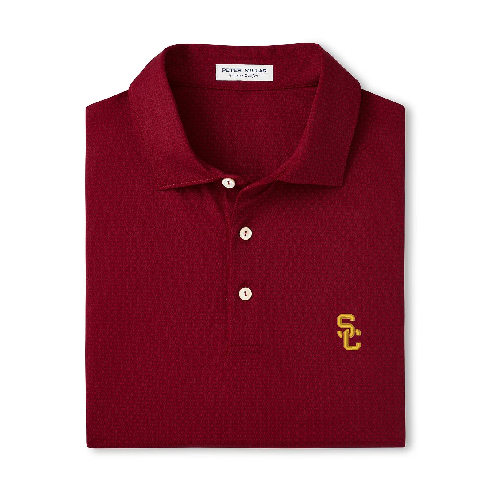 USC Trojans Men's Peter Millar Cardinal SC Interlock Tesseract Performance Jersey Polo