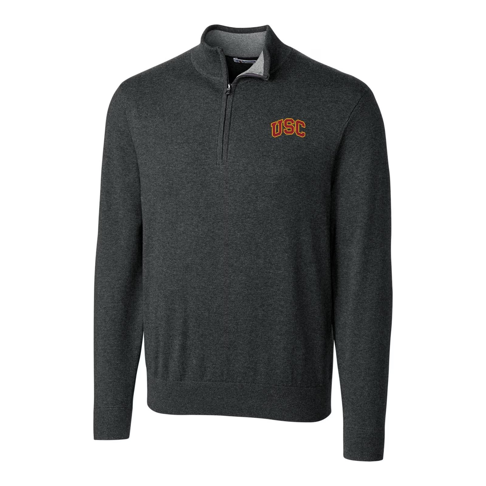 USC Trojans Men's Charcoal Lakemont Tri-Blend 1/4 Zip Sweater