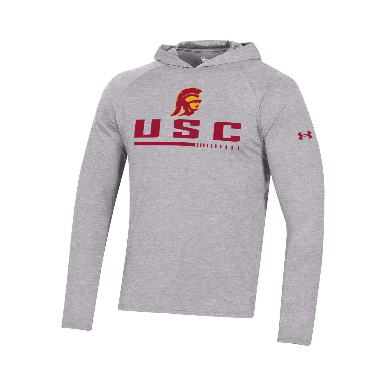 USC Trojans Men's Under Armour Gray Tech Hood Long Sleeve Top