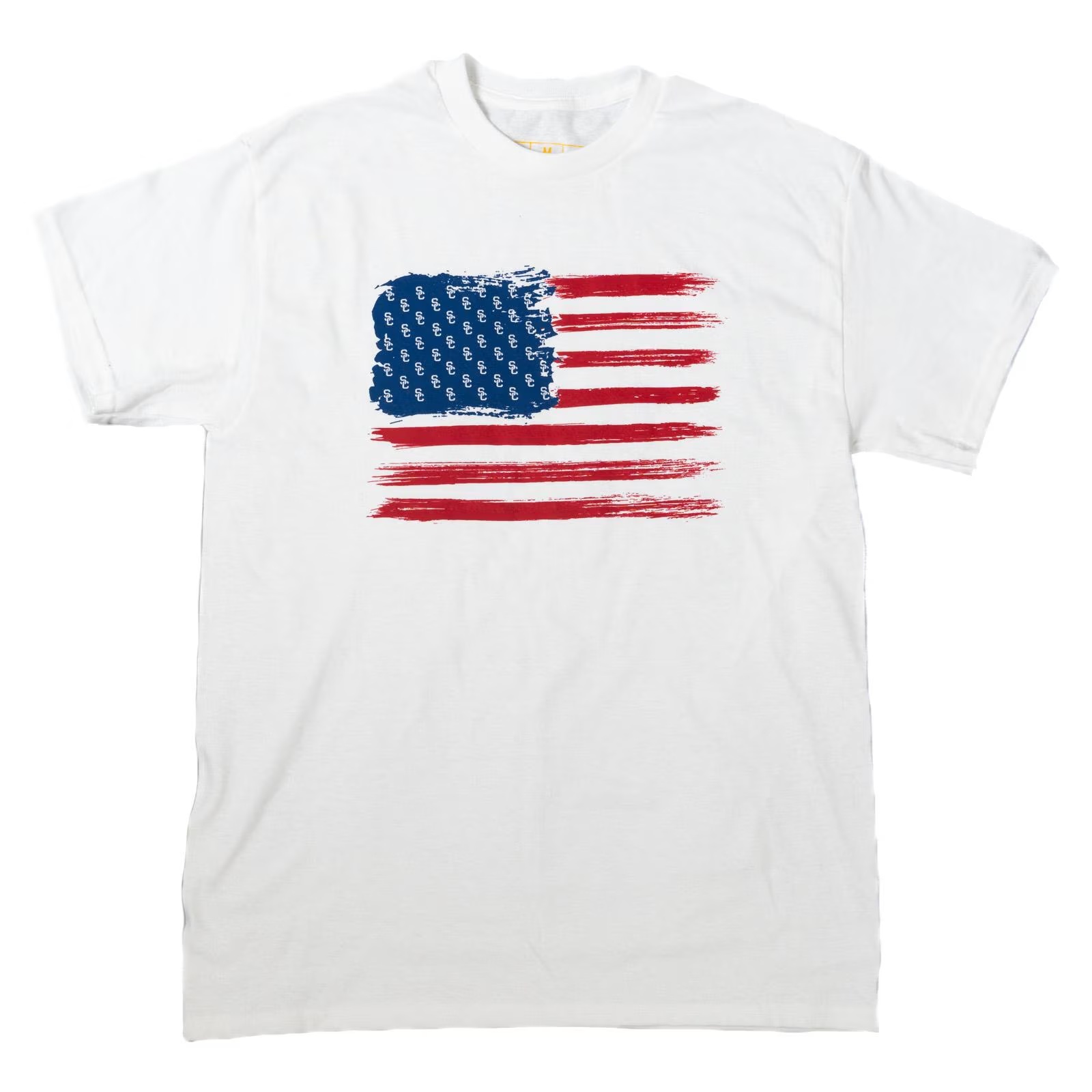 USC Trojans White SC Interlock Stars and Stripes Distressed Flag T-Shirt