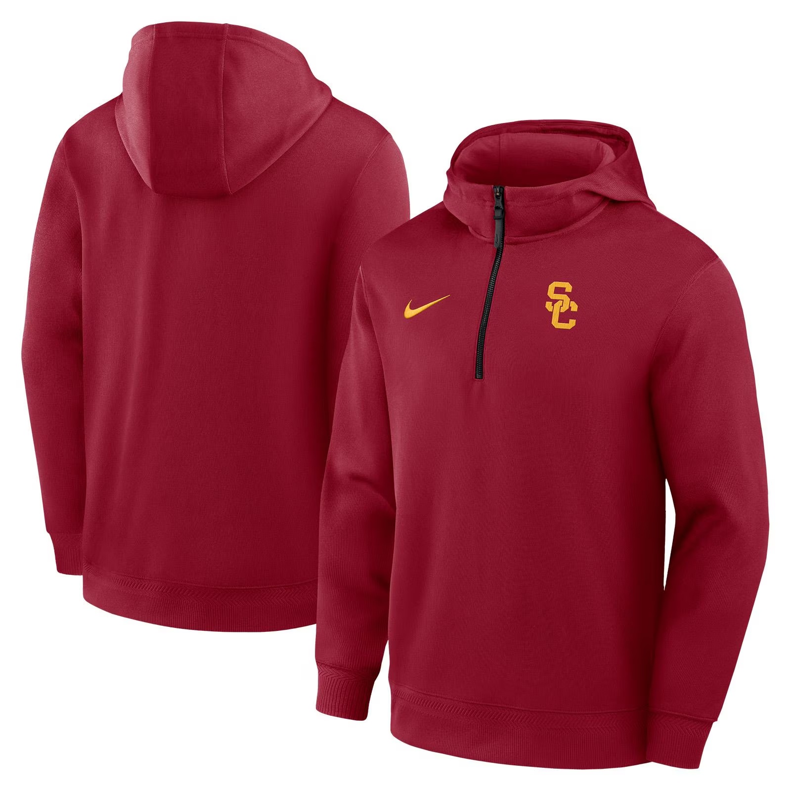 USC Trojans Men's Nike Cardinal SC Interlock Dri-FIT Coaches 1/2 Zip Hoodie