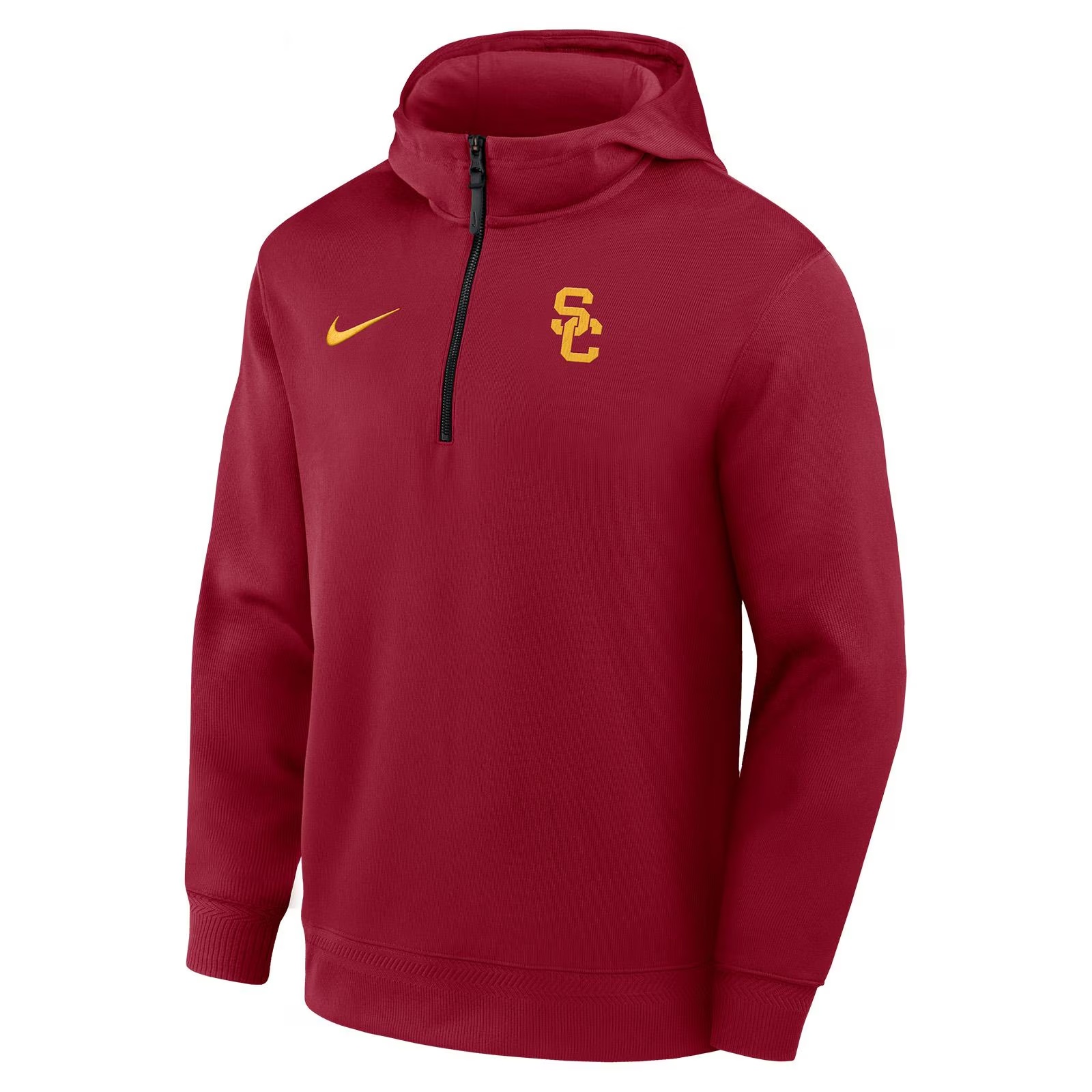 USC Trojans Men's Nike Cardinal SC Interlock Dri-FIT Coaches 1/2 Zip Hoodie