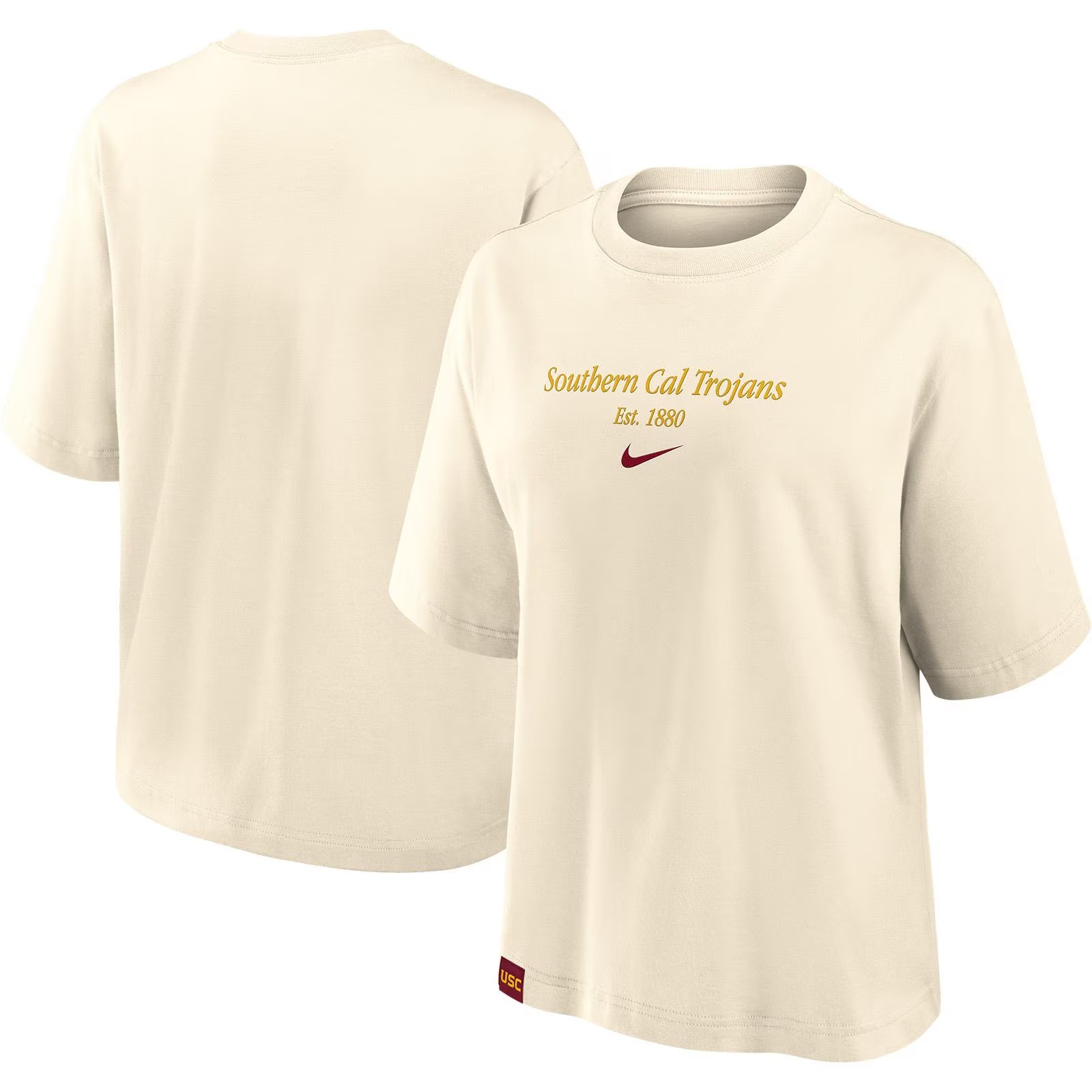 USC Trojans Women's Nike Cream So Cal Established Tag Boxy T-Shirt