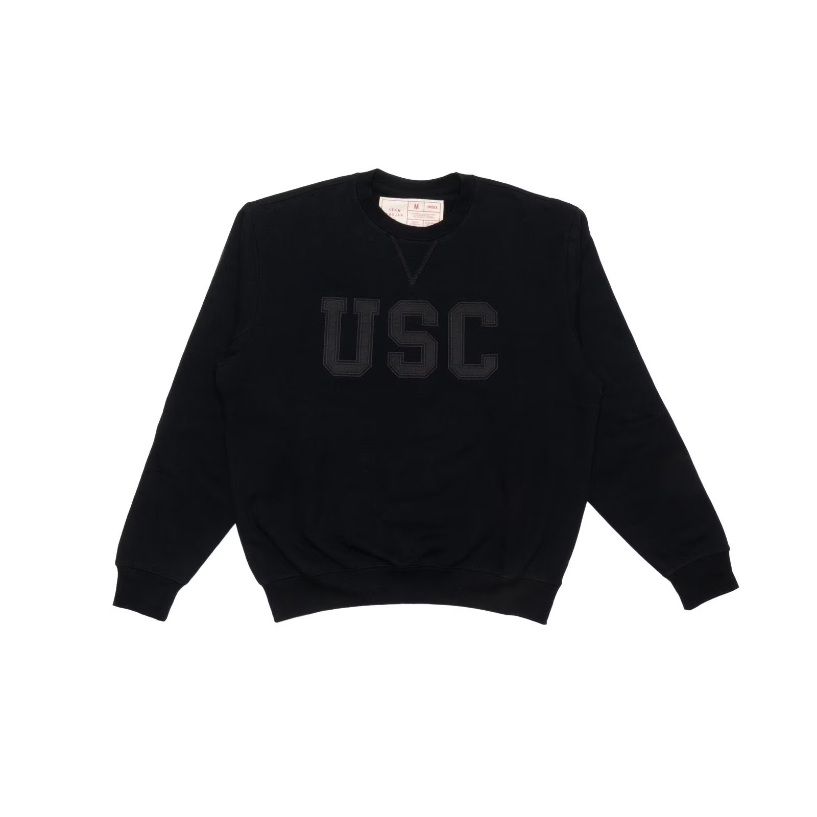 USC Trojans Black Block Tonal Tackle Twill Fleece Crew Sweatshirt
