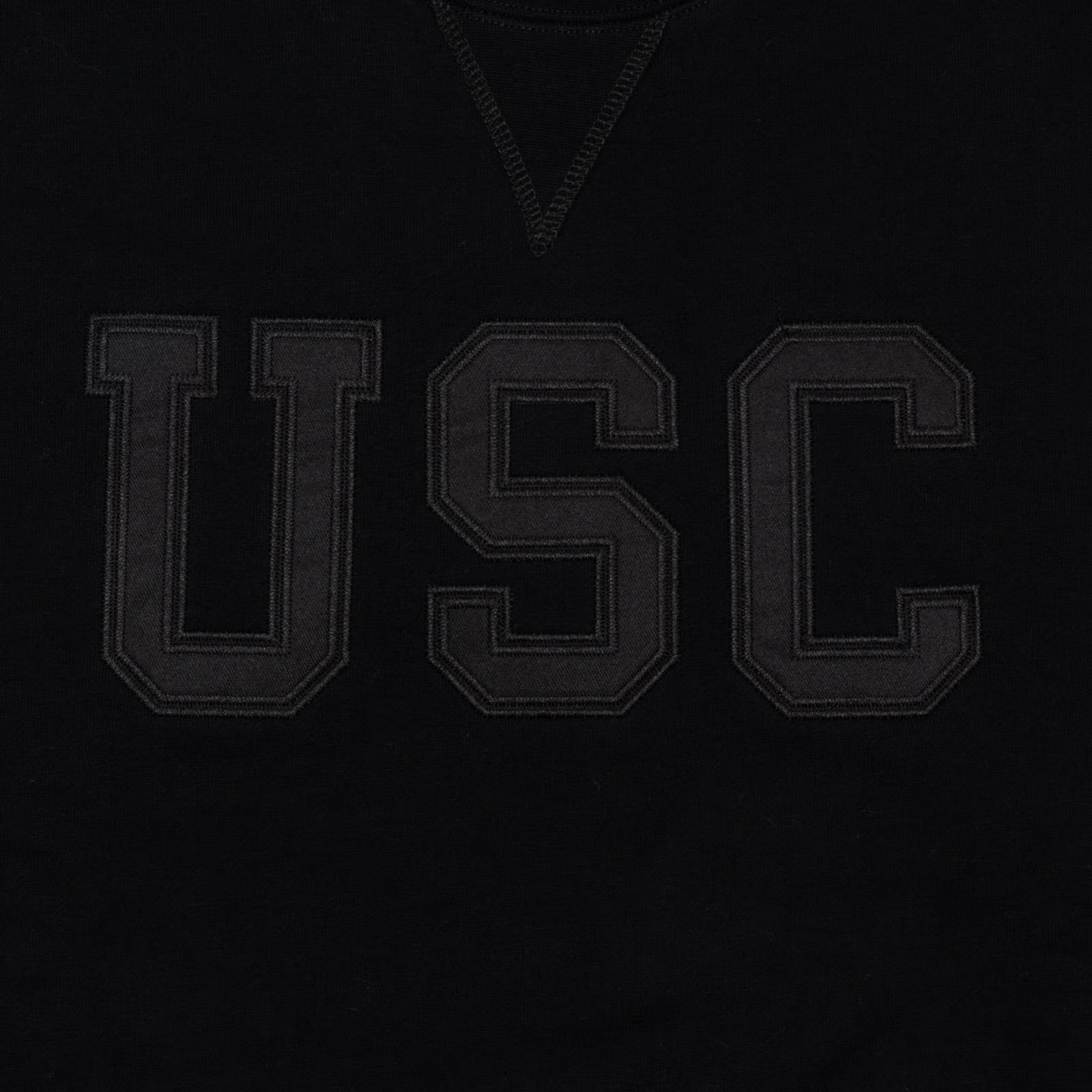 USC Trojans Black Block Tonal Tackle Twill Fleece Crew Sweatshirt