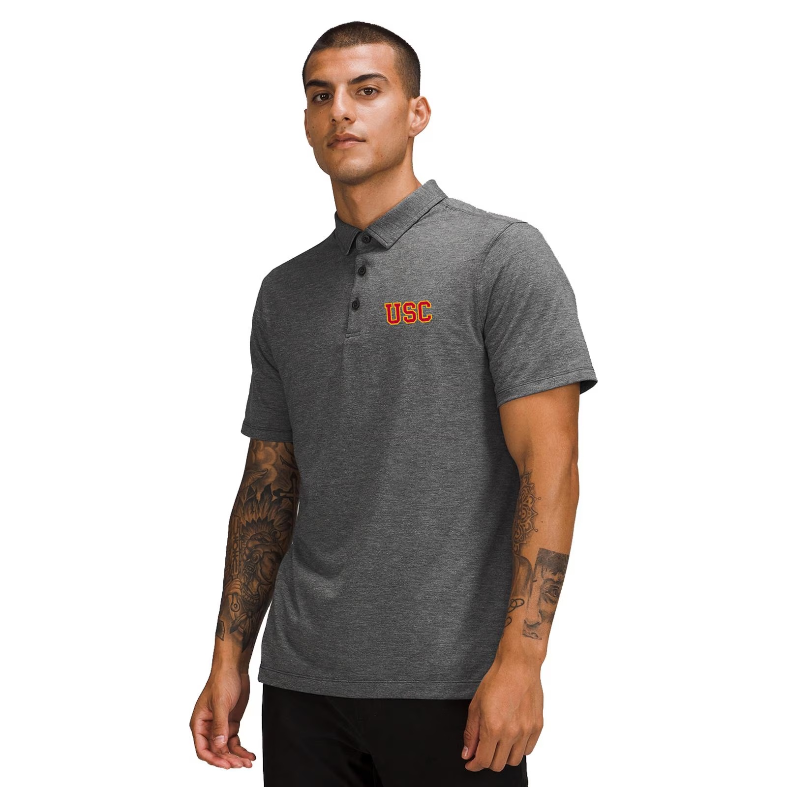 USC Trojans Men's lululemon Heathered Black Evolution Polo