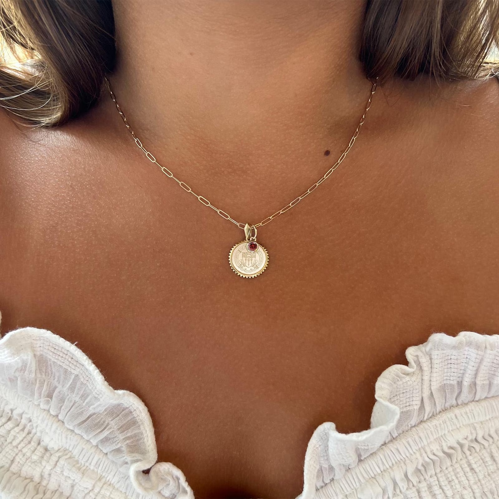 USC Trojans Seal Sunburst Cavan Gold Pendant Necklace Garnet Bundle