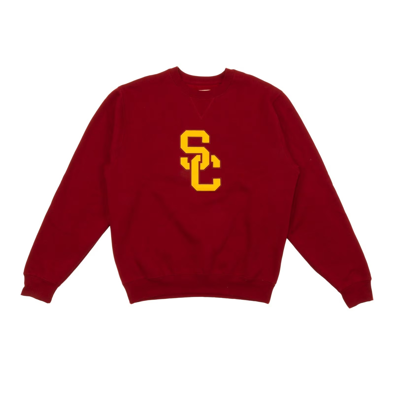 USC Trojans Team Trojan Cardinal SC Interlock Tackle Twill Crew Fleece Sweatshirt