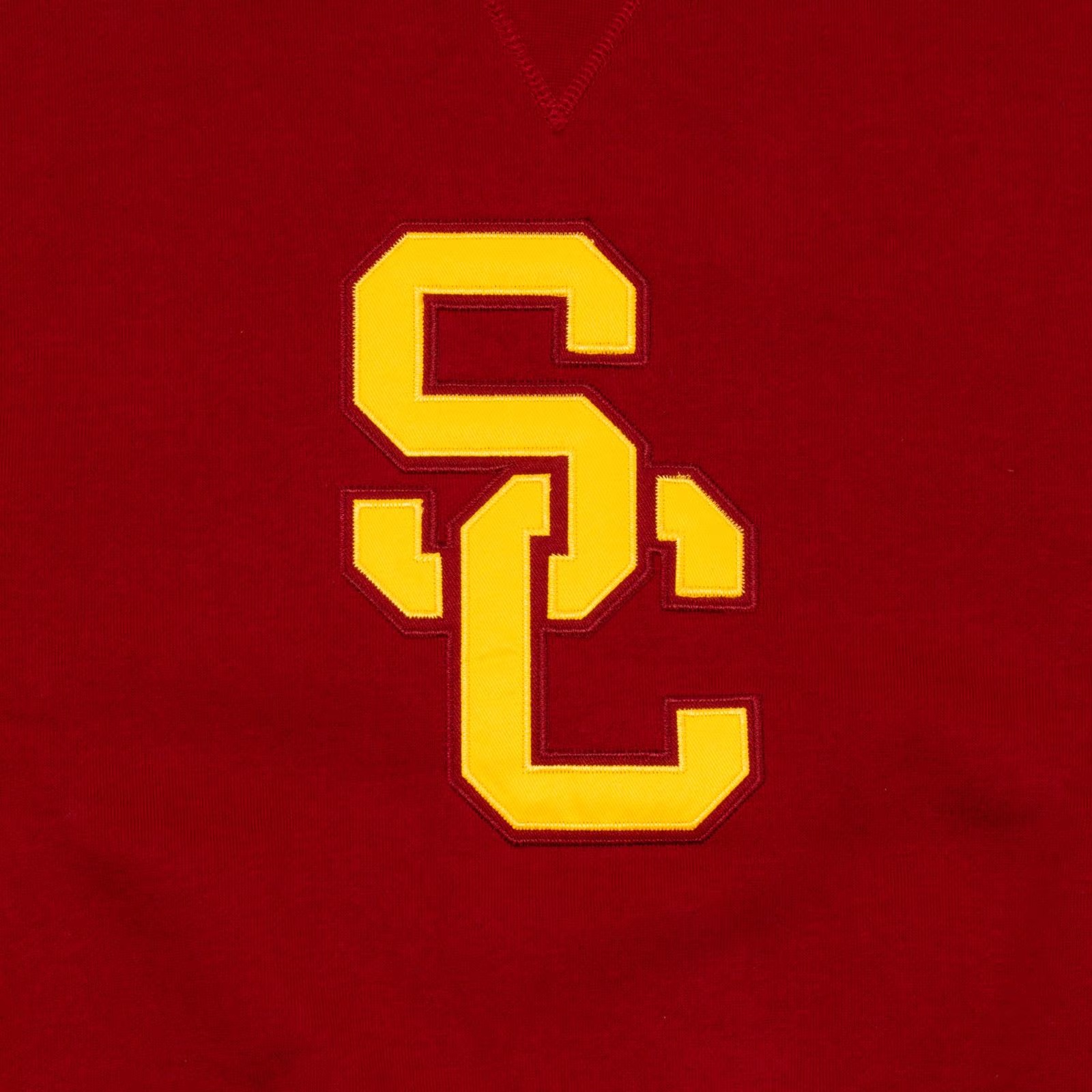 USC Trojans Team Trojan Cardinal SC Interlock Tackle Twill Crew Fleece Sweatshirt