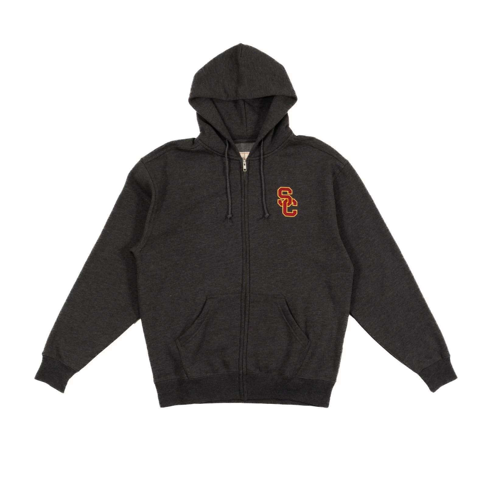 USC Trojans Team Trojan Charcoal SC Interlock Tackle Twill Full Zip Fleece Hoodie