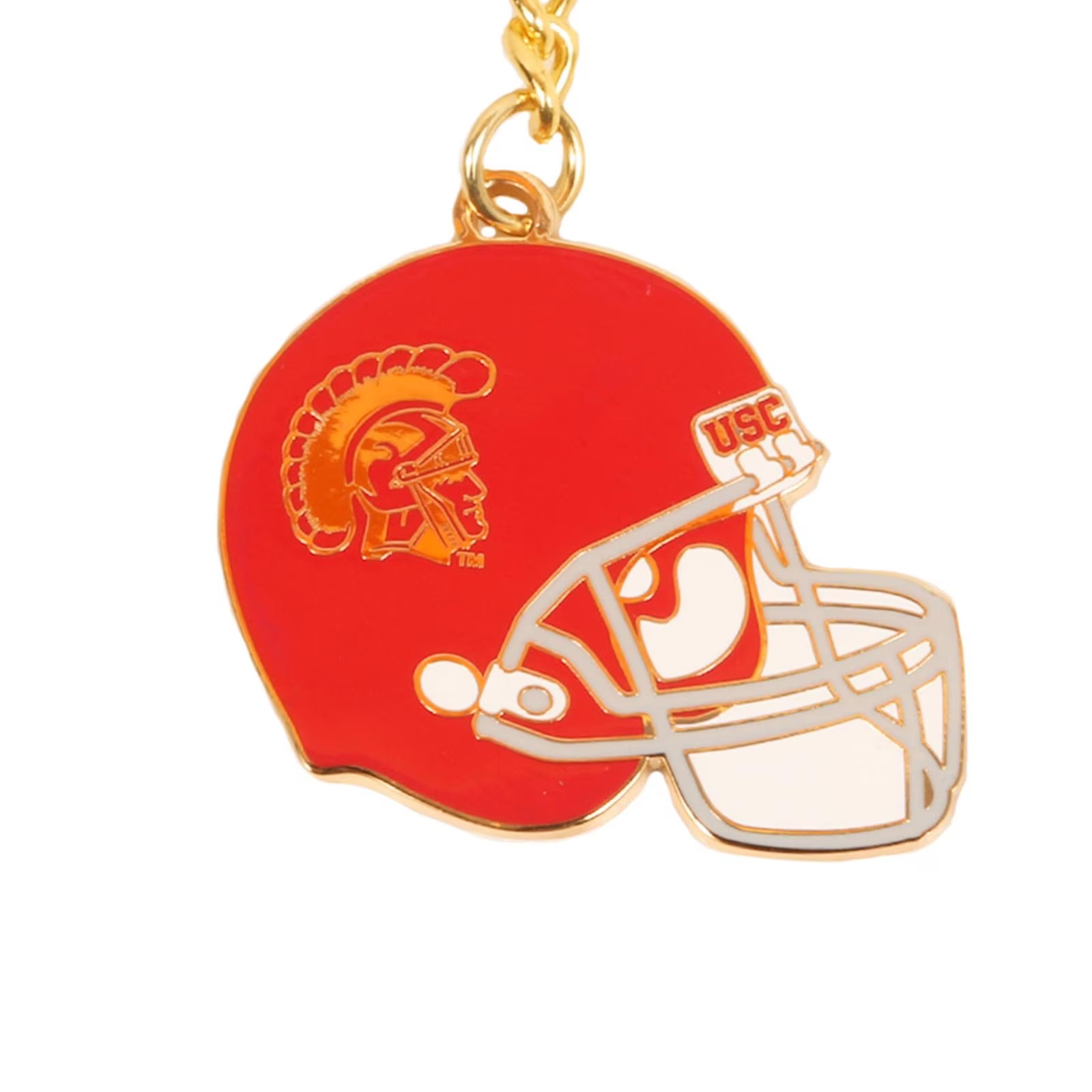 USC Trojans Cardinal Tommy Head Football Brass Key Chain