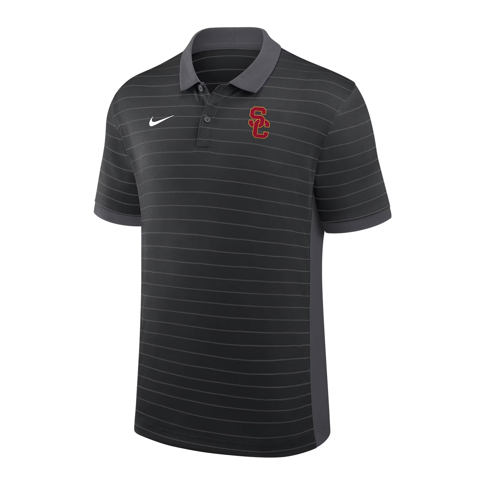 USC Trojans Men's Nike Black SC InterlockDri-FIT Coaches Striped Victory Polo