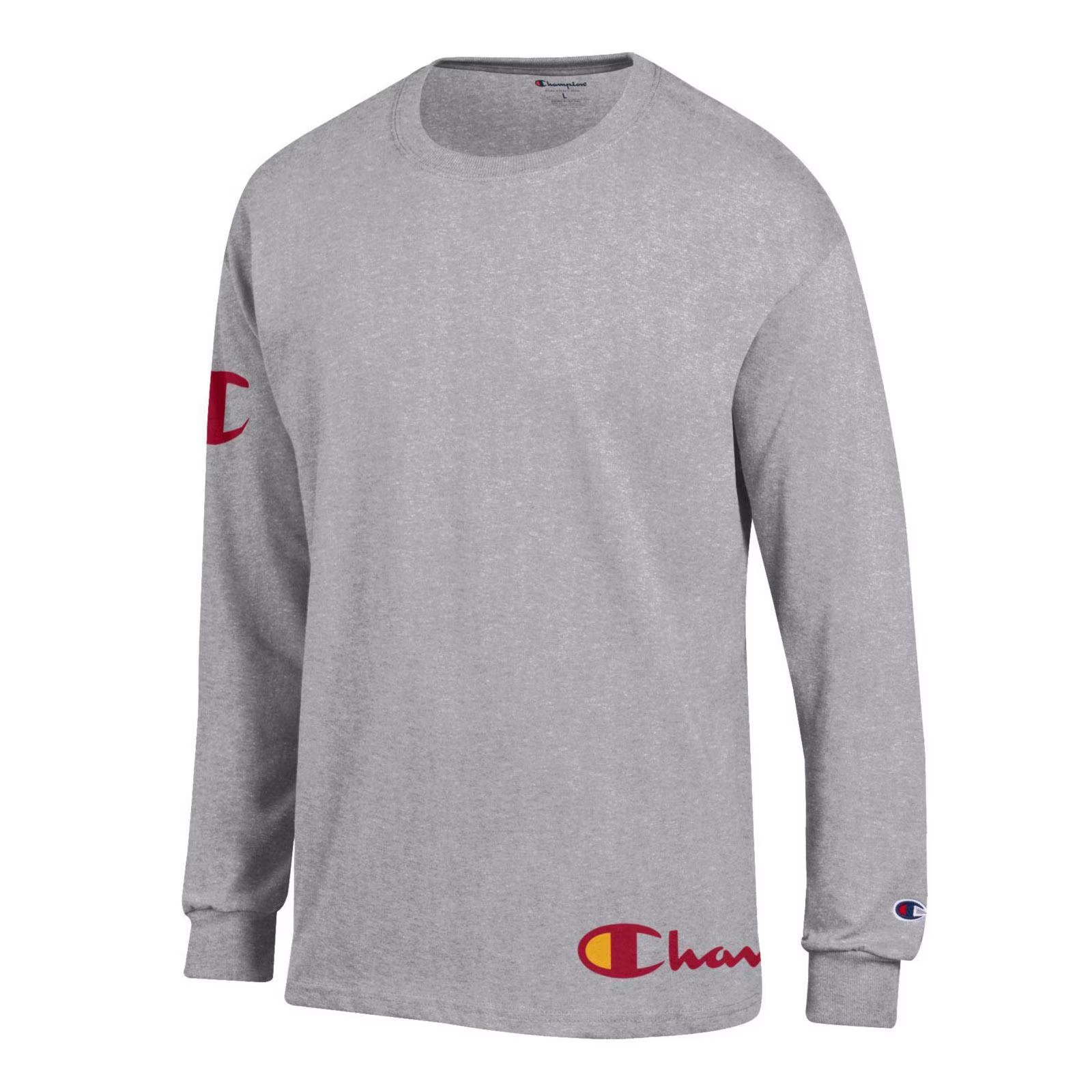 USC Trojans Men's Champion Gray Script Wrapped Jersey Long Sleeve T-Shirt