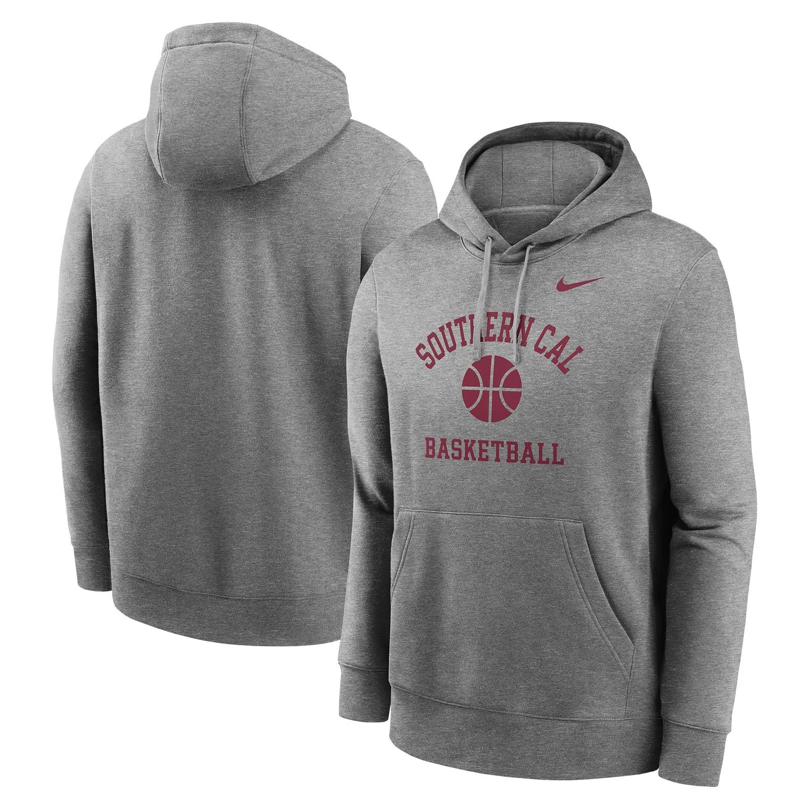 USC Trojans Men's Nike Gray Club Fleece Basketball Icon Pullover Hoodie