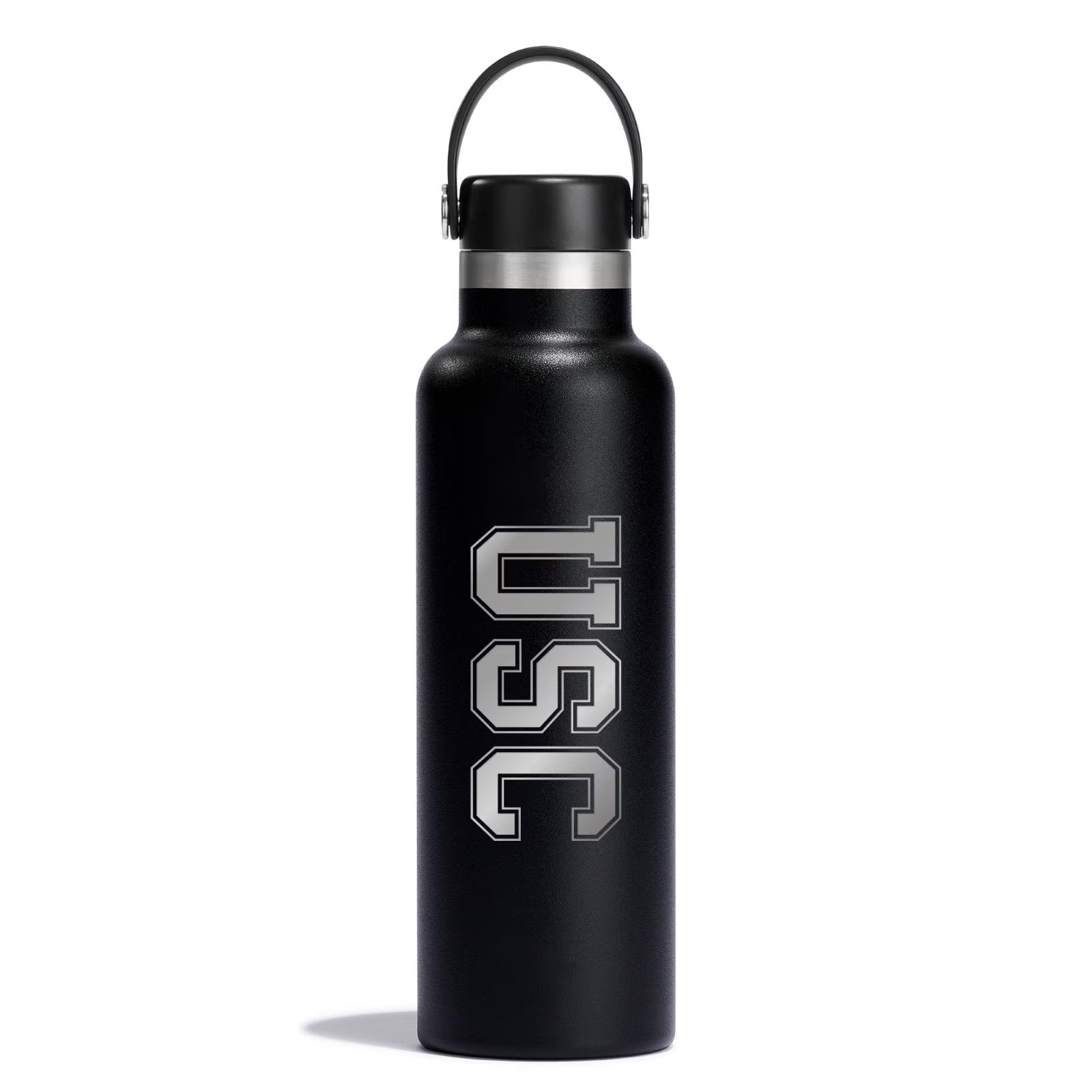 USC Trojans Black Engraved Hydro Flask 21oz Standard Mouth Flex Cap