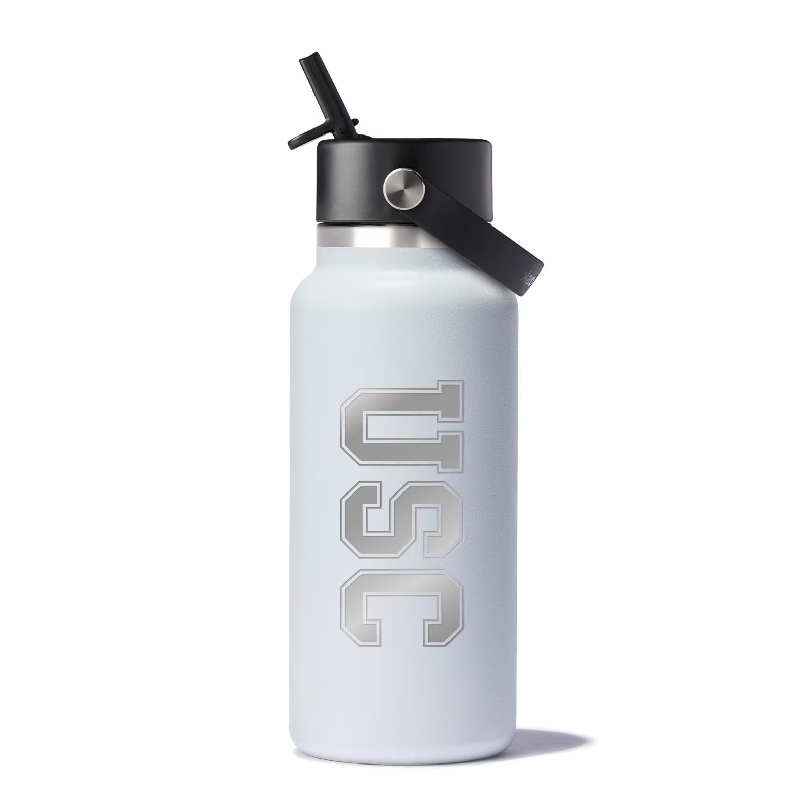 USC Trojans White Engraved Hydro Flask 32oz Wide Mouth Straw Lid