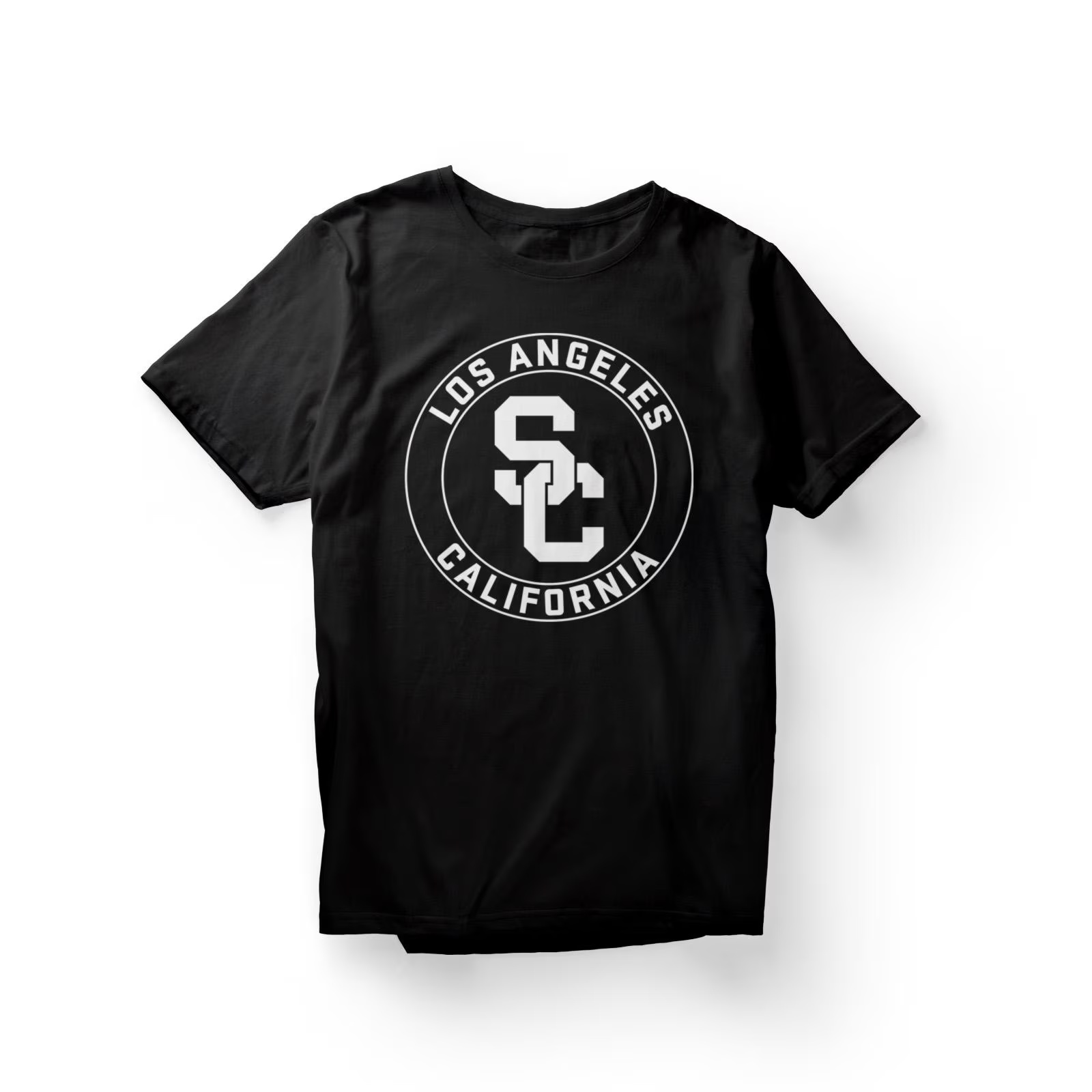 USC Trojans Team Trojan Black SC Interlock Los Angeles California Circle T-Shirt