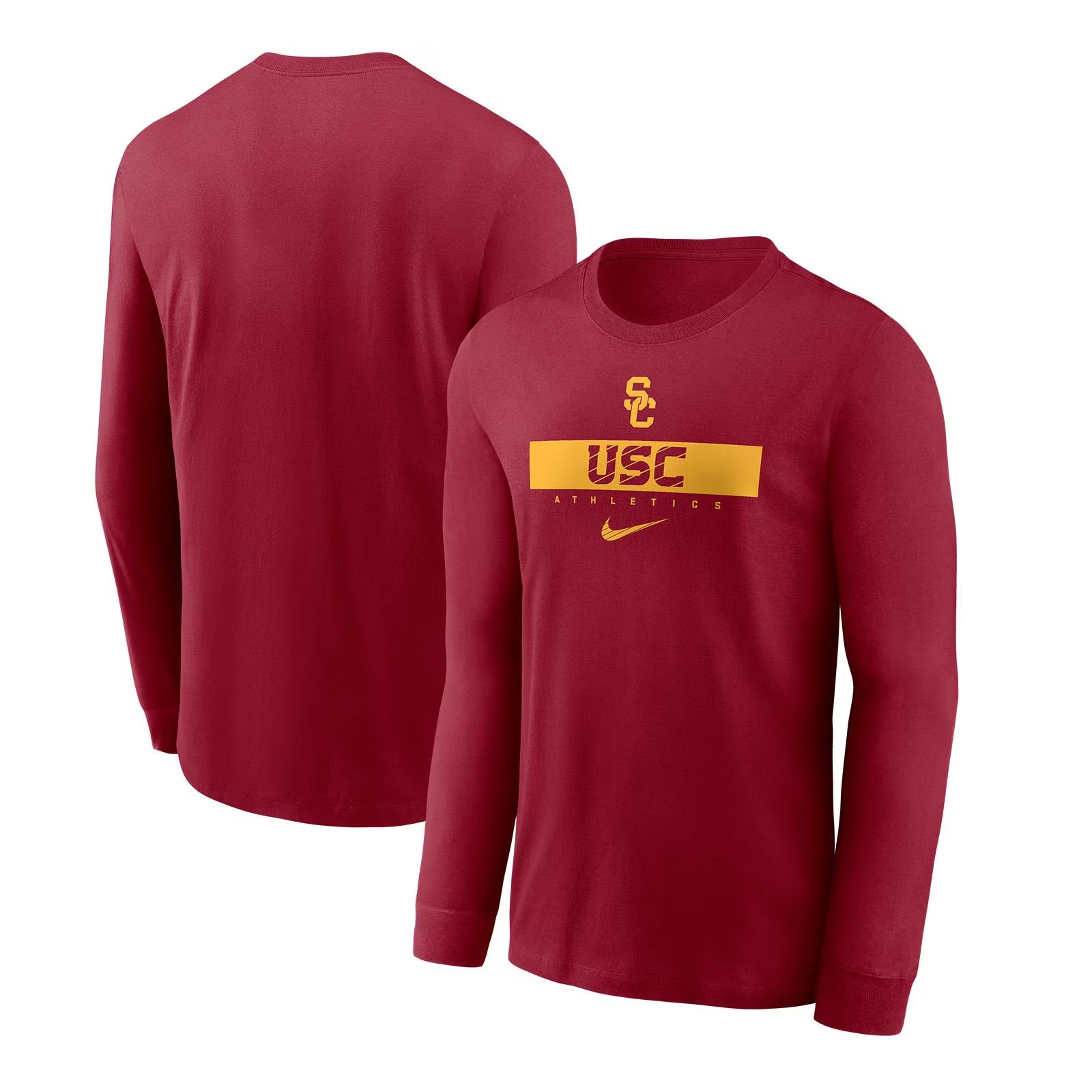 USC Trojans Men's Nike Cardinal SC Interlock Dri-FIT Cotton Team Issue Long Sleeve T-Shirt